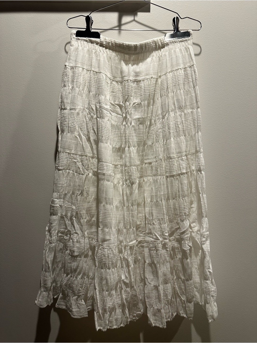 Max Studio London White Tiered Maxi Skirt - Boho Chic